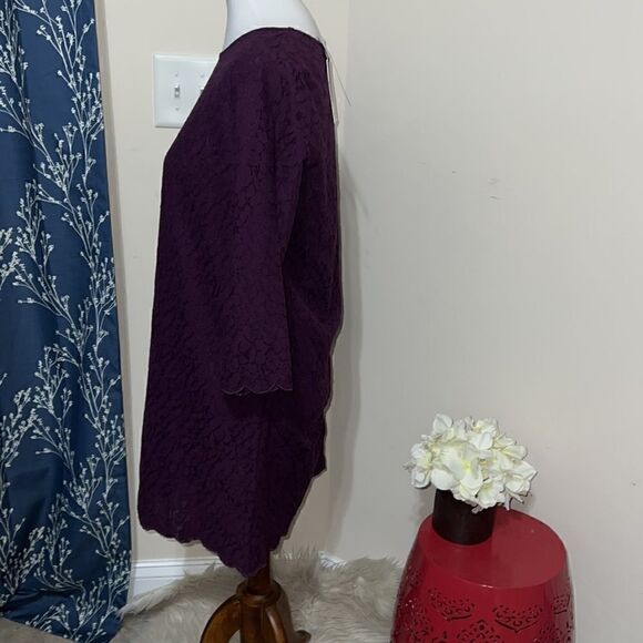 NEW Stitch Fix Crescent Halladay Scalloped Trim Shift Dress Dark Purple sz S SP - Picture 2 of 8